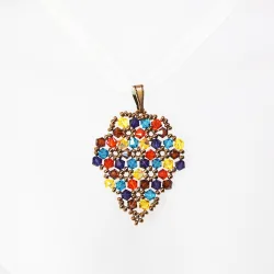 Pendant 45cm - Xochitl Grapes-Yellow Organza - Pendant 45cm - Laiton bronze
